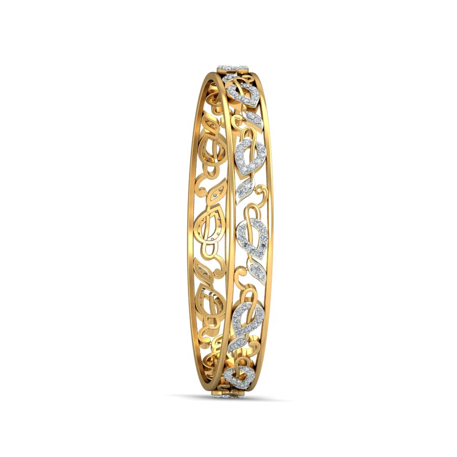 1.38Ct 14k Yellow Gold Natural Diamond Bangle |SolitaireKart